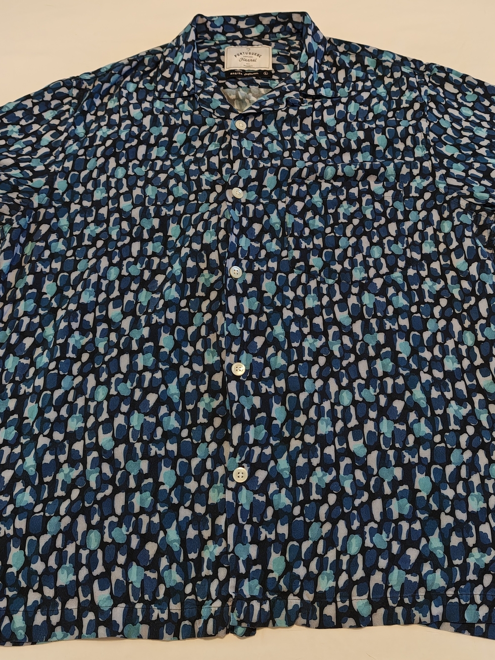 Portuguese Flannel Blue Multi Print Button-Up Shirt - L